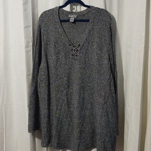 Grommet and lace detail sweater tunic